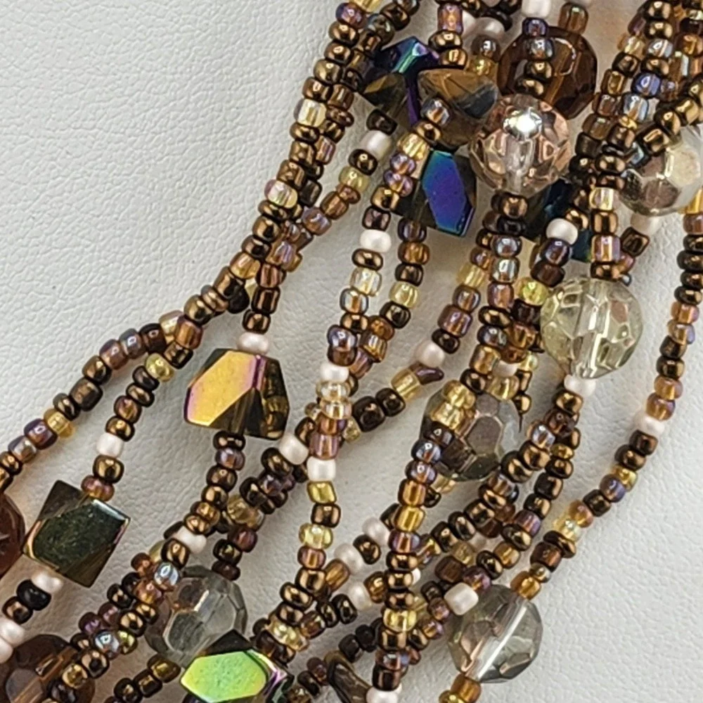 Brown Glass‎ Multistrand Bead Necklace